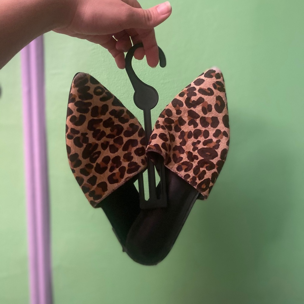 Vagabond leopard print faux pony hair mules